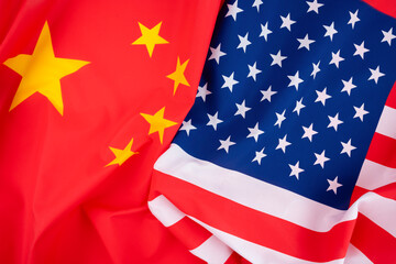 United States of America flag and China flag together