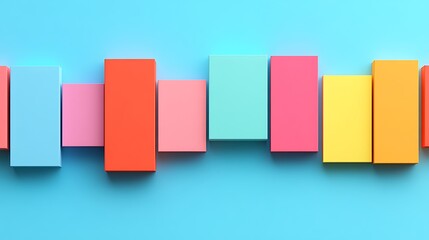 Obraz premium Colorful Rectangular Shapes on Blue Background for Creative and Abstract Design Elements