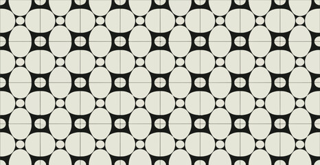 Seamless geometric pattern with round shapes and decorative elements