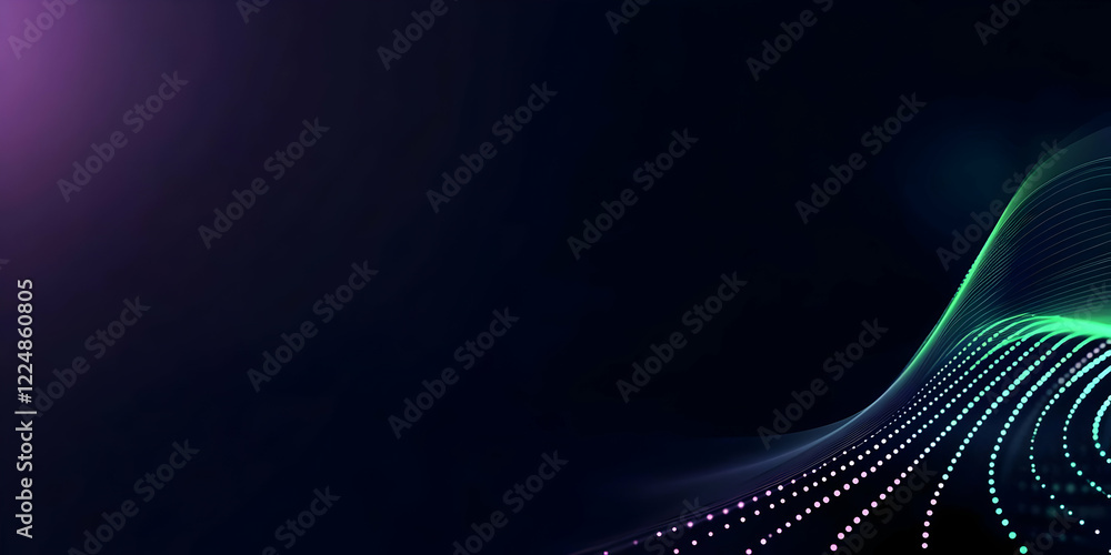 Poster abstract background with flowing lines and dots smoothly on dark backdrop.