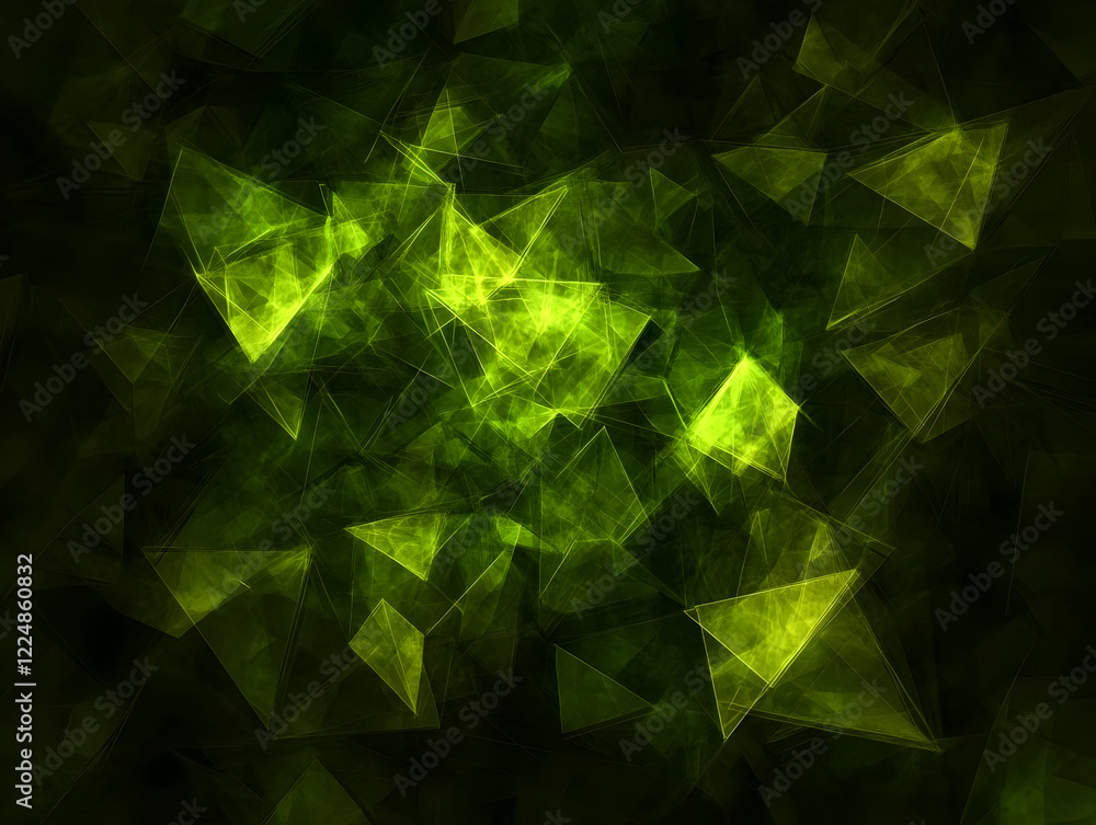 Poster abstract green triangles form a dynamic and intricate background design