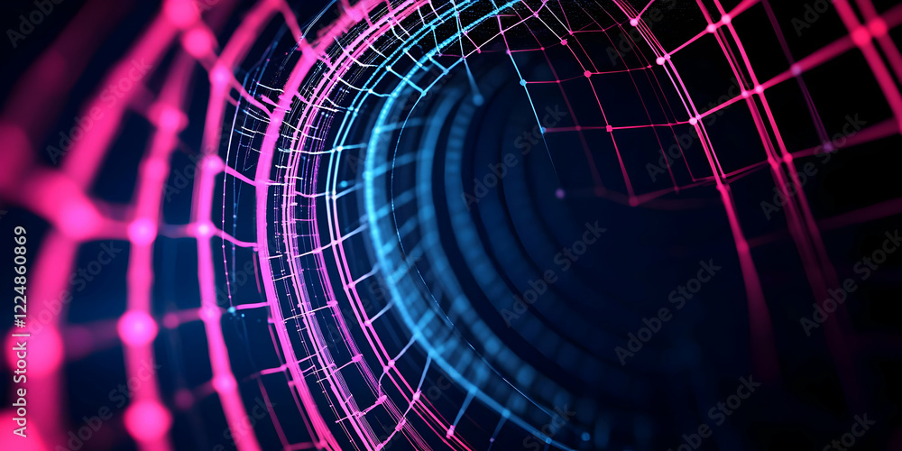 Aufkleber abstract background forms a swirling vortex with neon pink and blue lights dynamically