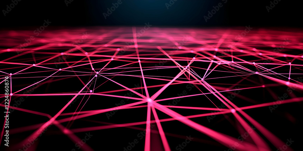 Poster Abstract Background Forms Glowing Pink Network Grid with Interconnected Nodes Dynamically