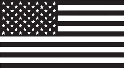 American flag black and white vector design 