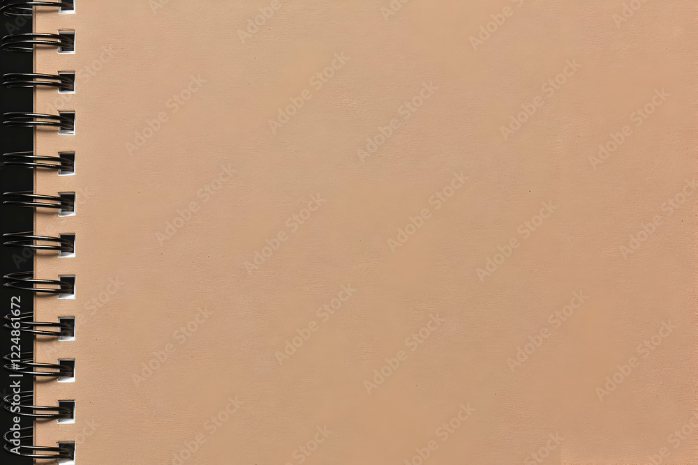 Poster close-up of spiral-bound notebook with blank beige pages for notes and ideas
