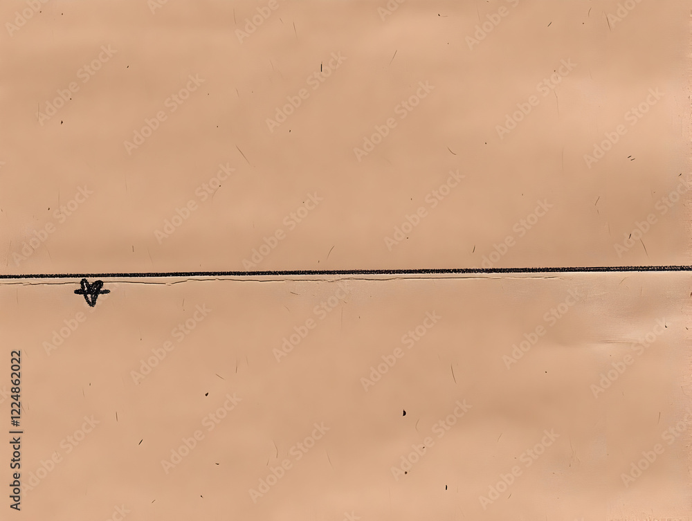 Poster light brown background texture displays subtle scratches and a dark horizontal line elegantly