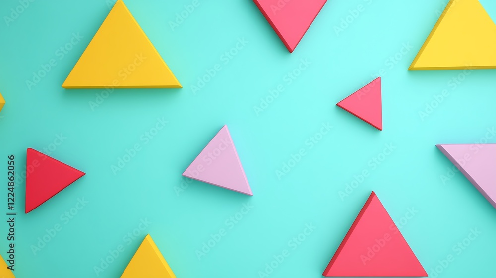 Poster colorful triangles on a bright background in a modern minimalist style for abstract design applicati