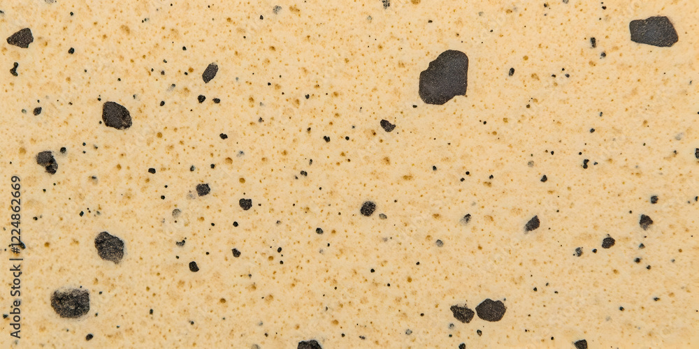 Poster close-up texture of porous material shows small dark inclusions scattered evenly across surface