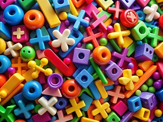 Panoramic Photo of Colorful Math Symbols and Numbers for Education