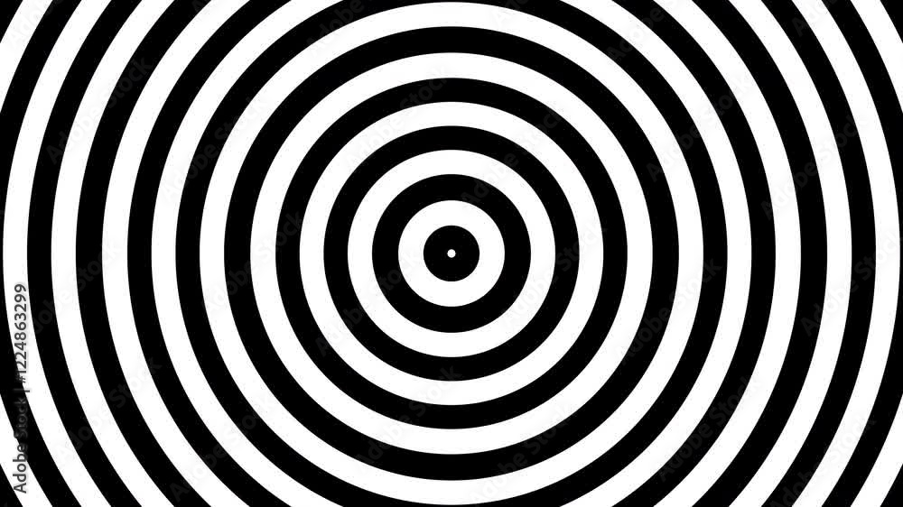 Aufkleber Black background video with white concentric circles on a black background looping.