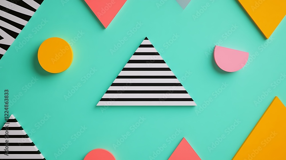 Aufkleber geometric shapes background with bright colors and patterns for creative design projects and illustr