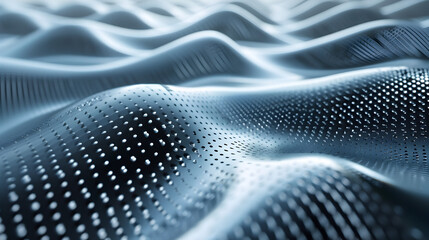 Abstract representation of flowing waves with a dotted texture, suggesting motion and depth.