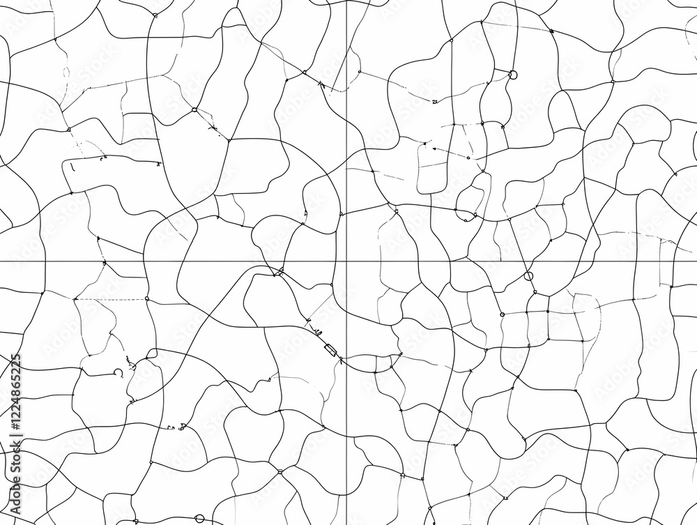 Poster abstract road map illustration creates a complex network of interconnected pathways and routes.