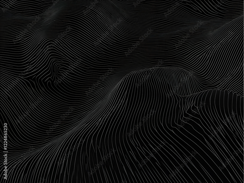 Aufkleber Abstract Background with Flowing White Lines on Black Dynamically Creates Visual Interest