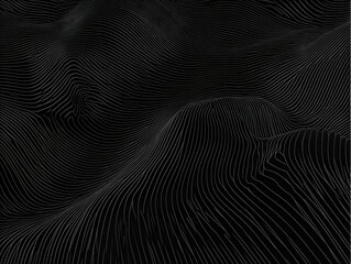 Abstract Background with Flowing White Lines on Black Dynamically Creates Visual Interest