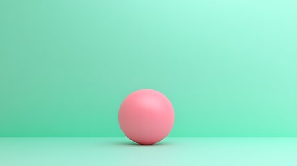 Simple Pink Sphere on Mint Green Background for Minimalistic Art and Design Concepts