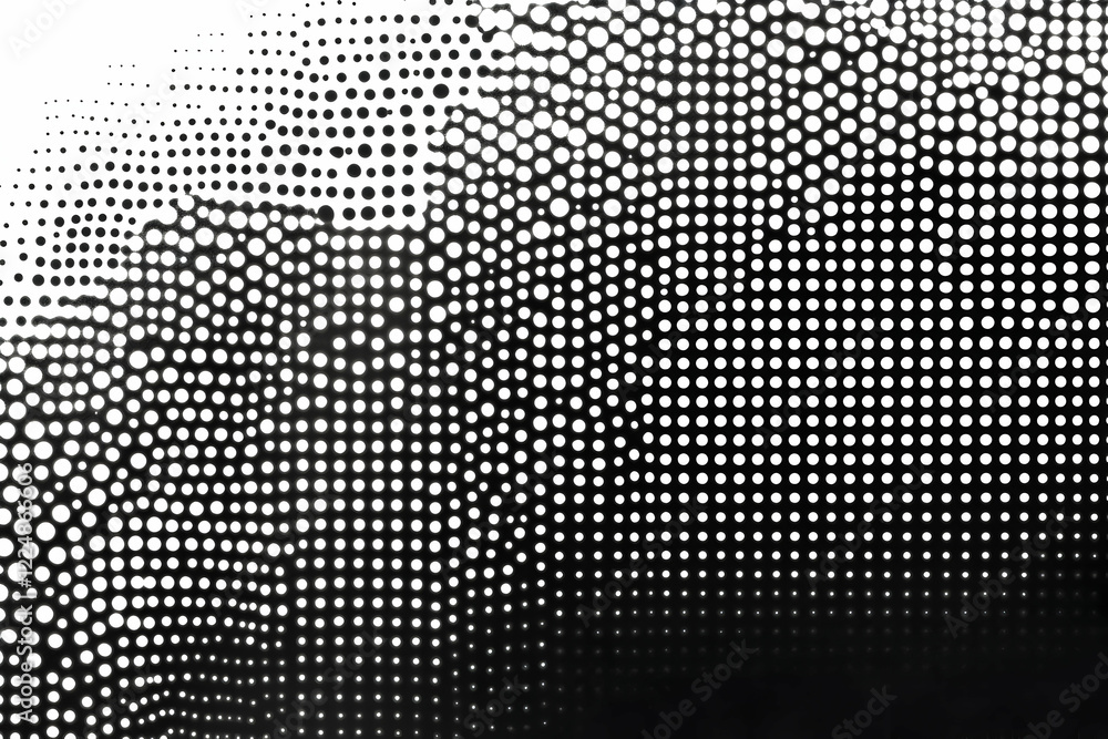 Poster abstract halftone dot pattern fades gradually creating a textured visual effect.