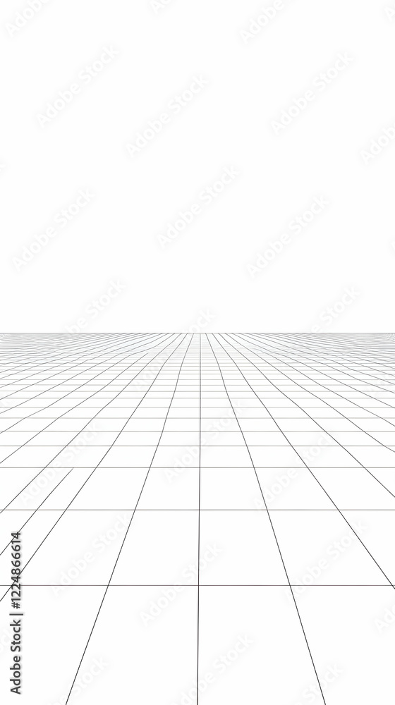 Poster abstract grid background creates perspective illusion with lines perfectly aligned on white backdrop