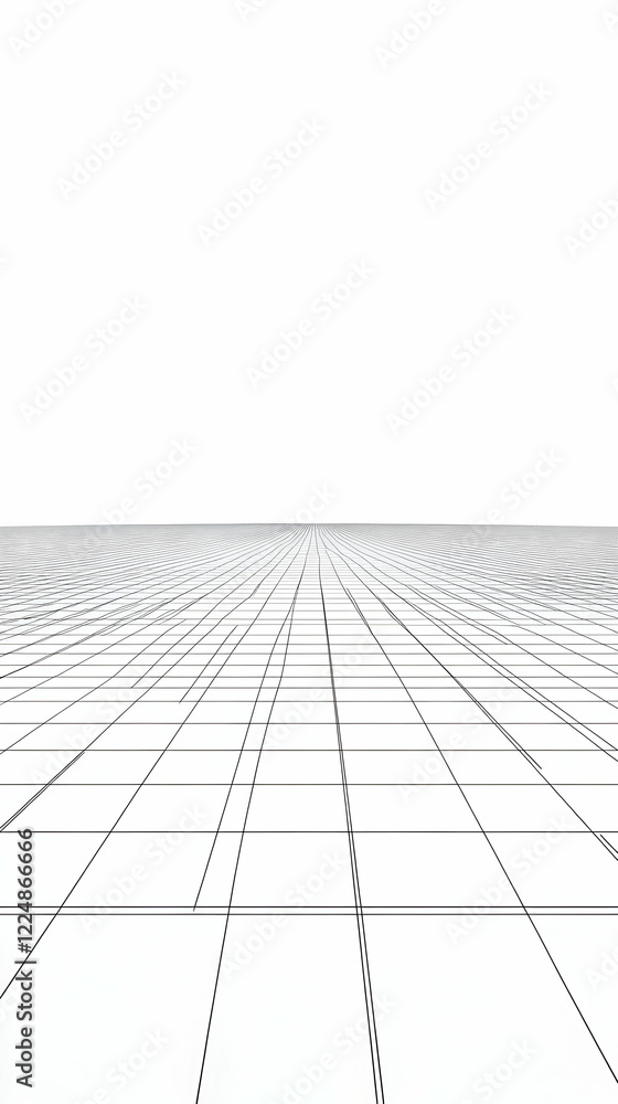 Poster abstract grid background creates a sense of depth and perspective with geometric shapes.