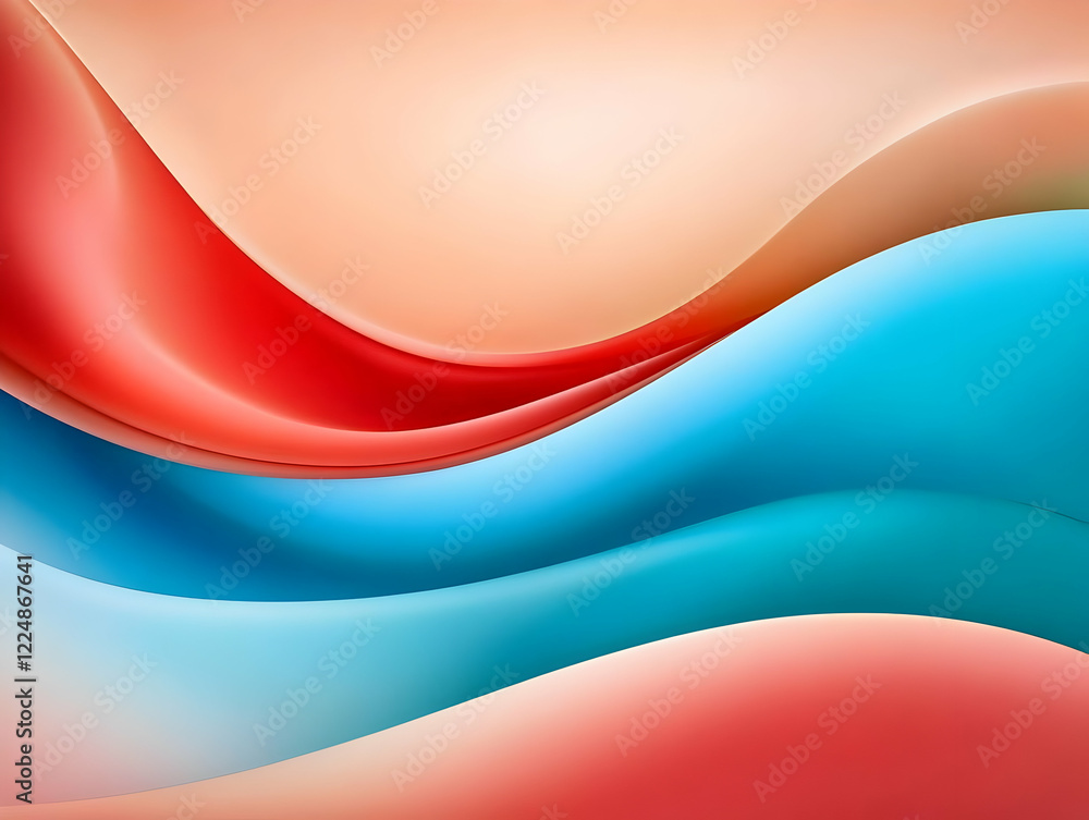 Poster Abstract Background Flows Smoothly with Red and Blue Waves Seamlessly Blending in Vibrant Hues