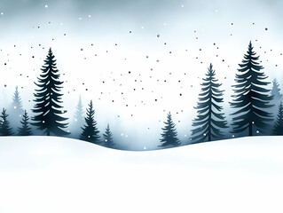Fototapeta premium Snowy Winter Landscape with Pine Trees Creates a Serene and Peaceful Atmosphere Gently.