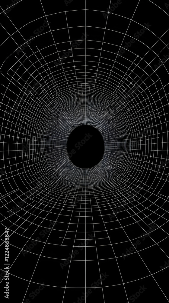 Aufkleber abstract 3d wireframe tunnel creates a digital journey into the unknown depths of cyberspace