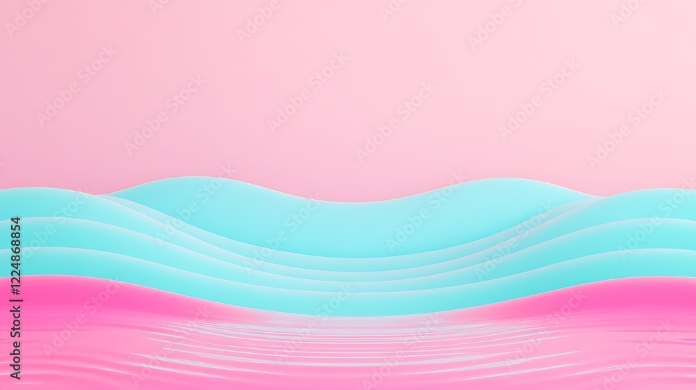 Poster Soft Waves of Pink and Blue with Smooth Curves on a Gentle Background for Abstract Art Projects