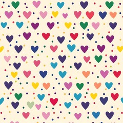Colorful heart pattern design with vibrant dots on a light background