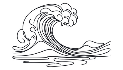 Waves linear background. Hand drawn wave. Vector illustration.