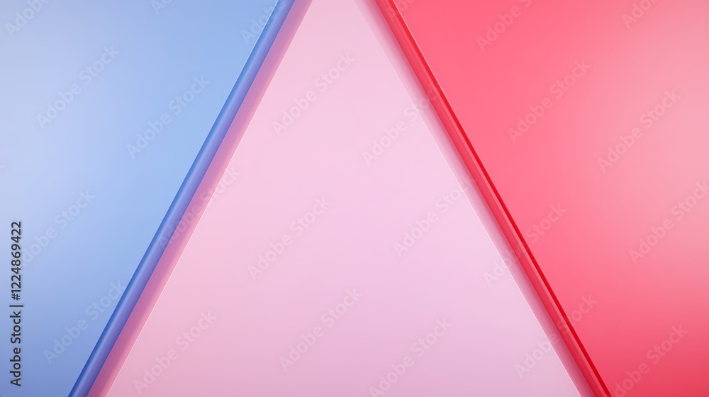 Poster triangular composition with soft blue and red backgrounds creating a gentle color contrast