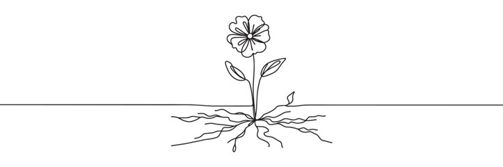 Flower linear background. Hand drawn wave. Vector illustration.