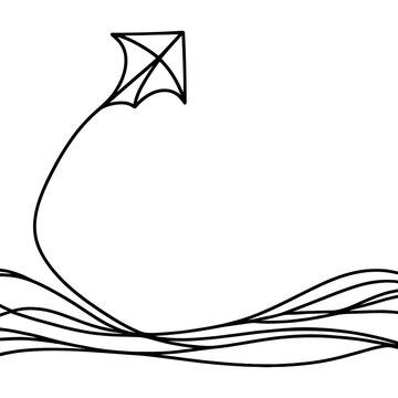 recommend clip art: Kite linear background. Hand drawn flying toy. Vector illustration.