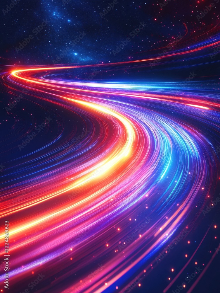 Aufkleber abstract light trails in space with vibrant colors and a dynamic flow against a starry background