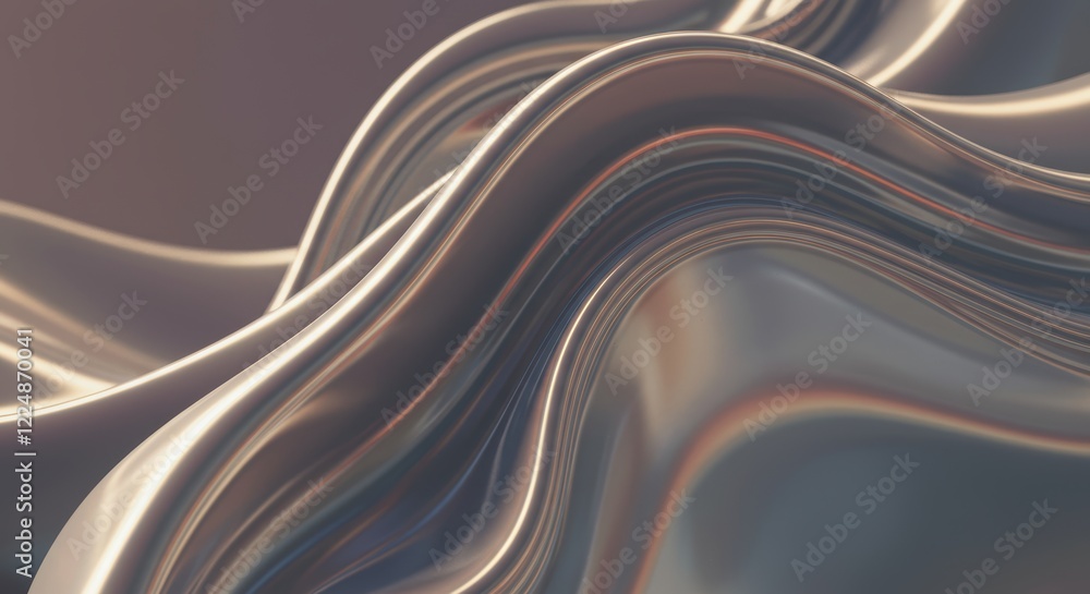 Poster elegant flowing metallic waves with subtle abstract texture
