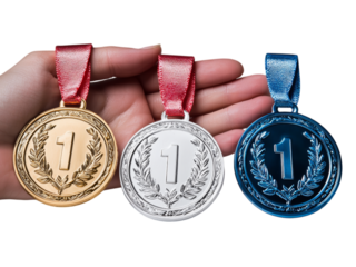 Medals of Achievement in Hand for Competition Awards
