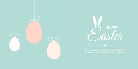 Happy Easter card with easter eggs.Modern minimalist design. Vector illustration.