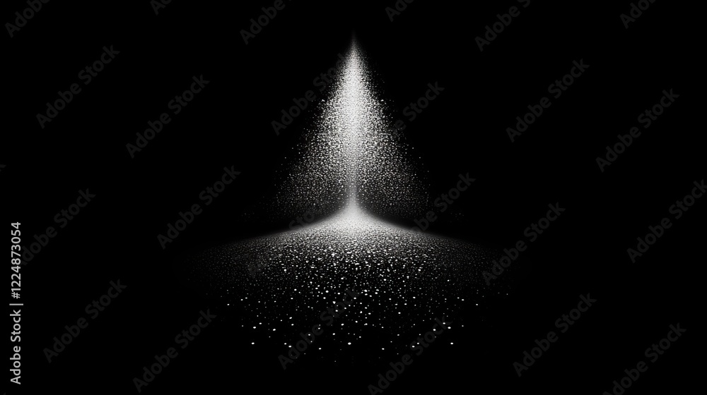 Poster a mesmerizing abstract depiction of a white christmas tree created from glowing particles.