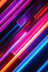 Multicolored shiny wavy stripes abstract. Selective focus.