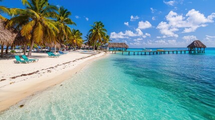 Naklejka premium Tranquil Tropical Beach Scene