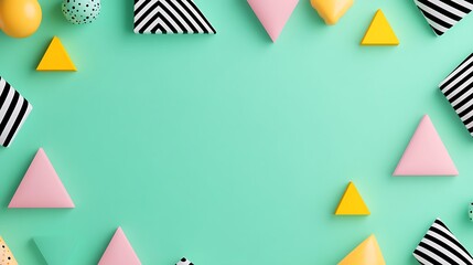 Vibrant Geometric Shapes on a Mint Background for Creative Design Projects or Contemporary Artwork