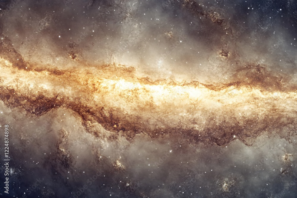 Poster cosmic expanse with luminous center and dark swirls creating an abstract celestial view