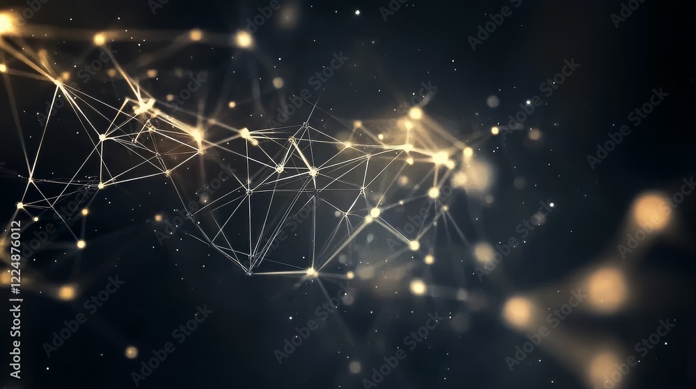Poster abstract visualization of interconnected networks and digital communication.