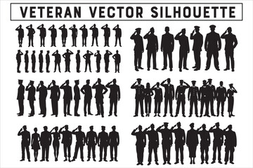 Military Veteran Silhouette Vector Collection