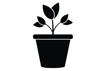 Elegant black silhouette vector illustration of a flower tub, perfect for microstock platforms.