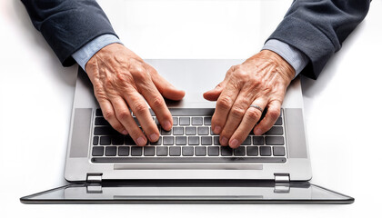 Businessman typing on a laptop