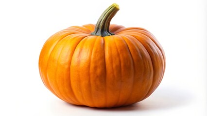 Single Orange Pumpkin on White Background
