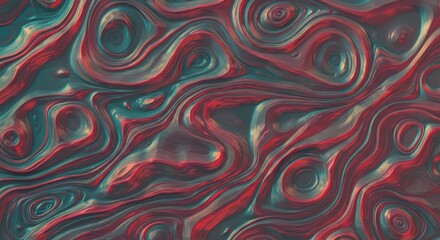 Obraz premium Abstract swirling pattern with red and teal organic shapes