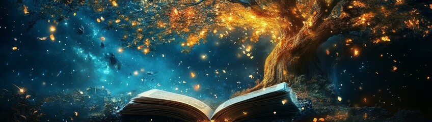 Naklejka premium A magical portrayal of literature intertwined with nature