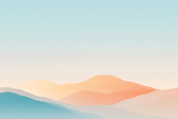 Obraz premium Pastel Mountainscape: A serene landscape of soft, pastel-colored mountains under a pale blue sky. The gentle hues evoke a sense of calm and tranquility. 
