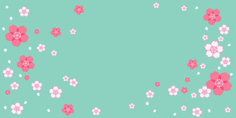 淡く上品な桜の花吹雪　〜春のデザイン背景素材〜